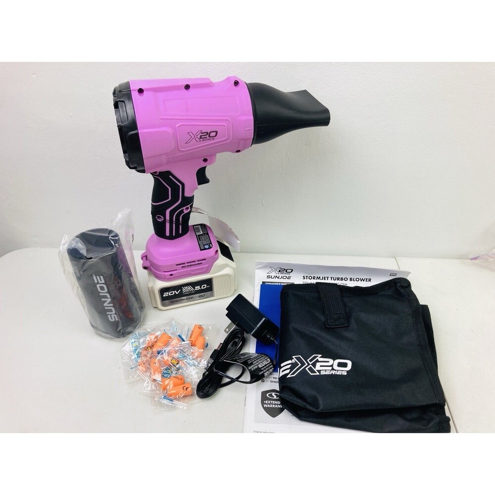 Sun Joe 20V ECOSHARP X20 StormJet Cordless Turbo Handheld Blower, Pink - New